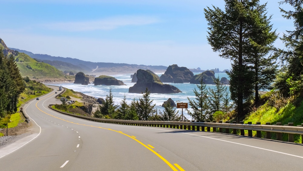 View of the southern Oregon Coast as you drive toward Bandon