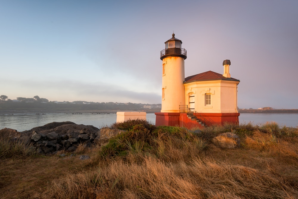 Coquille River Lighthouse at Bullards Beach State Park in Bandon, Oregon