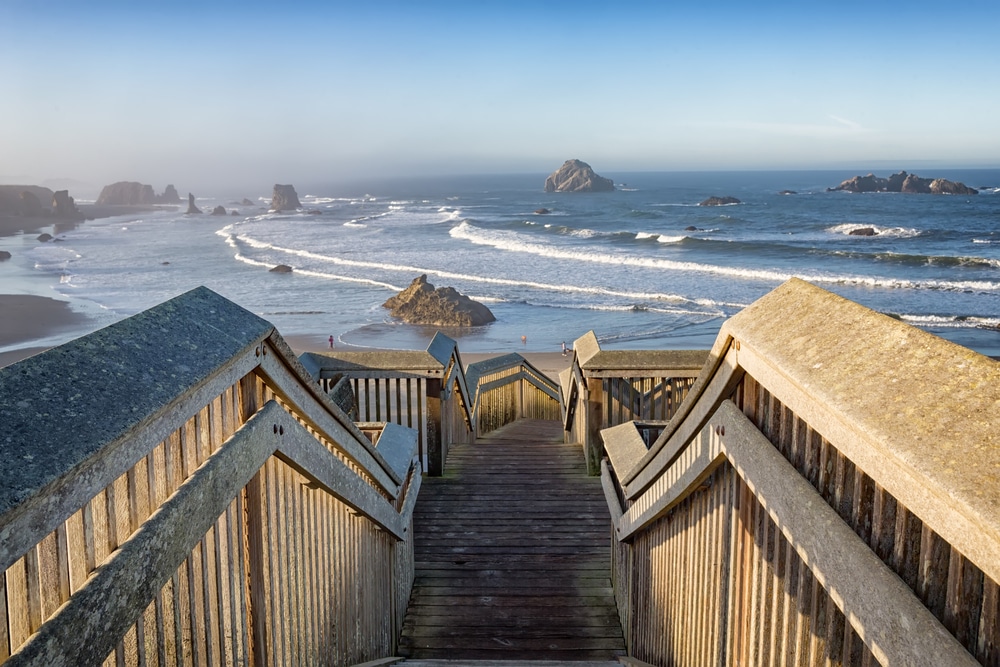Winter Walks on Bandon Beach 1 Wooden staircase leading to Bandon Beach